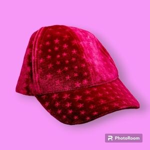 Charming Charlie Dark Red Velvet Stars Baseball Hat